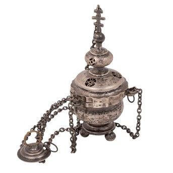 RUSSLAND Weihrauchfass mit Kette, 84 Zolotniki, um 1900.