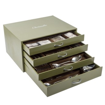 CHRISTOFLE cutlery set for 12 persons 'Pompadour', silver-plated, in cutlery box, 20th century