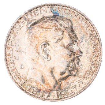 Weimar Republic - Silver medal 1927/D, 80th birthday of Hindenburg