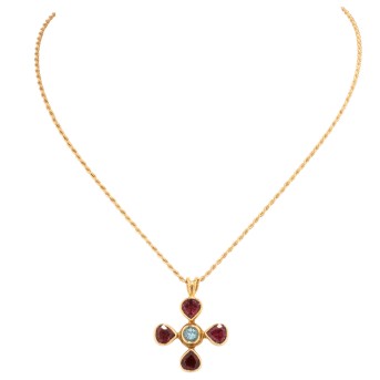 Anhänger mit 4 Granate im Tropfenschliff