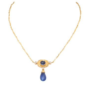 Collier mit 2 Saphiren von ca. 12 ct
