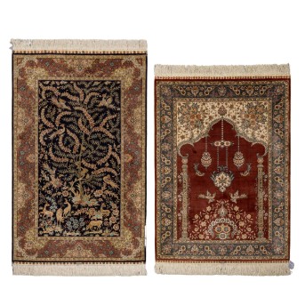 2 Orientteppiche aus Seide. HEREKE/CHINA, 20. Jh.: