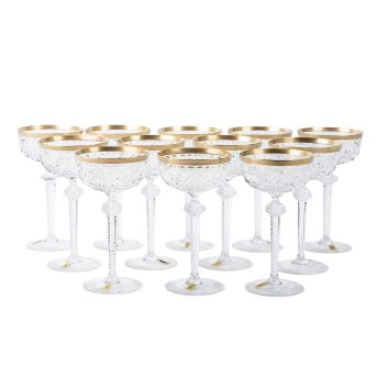 ICHENDORF DOROTHEENHÜTTE, 12 Sektschalen, 'Seneca Gold', 20. Jh.