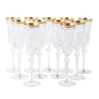 ICHENDORF DOROTHEENHÜTTE, 11 Sektflöten, 'Seneca Gold', 20. Jh.