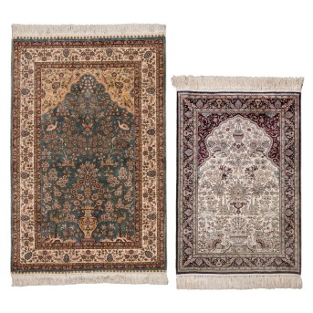 2 Gebetsteppiche aus Seide. HEREKE/CHINA, 20. Jh.: