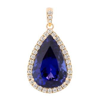 Anhänger, bes. mit 1 feinen Tansanit Tropfen ca. 11,5 cts.