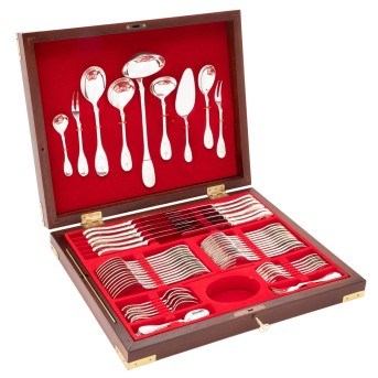 WILKENS WILKENS Speisebesteck f. 12 Personen, 'Rosenborg', 90 versilbert, im Holzkasten, 20. Jh.