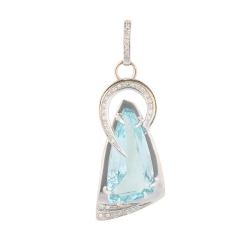 SILVIA KELLY clip pendant with aquamarine and diamonds
