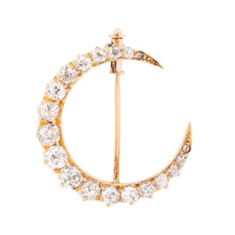 Half-moon brooch with old-cut diamonds