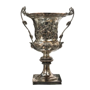 J.D. SCHLEISSNER & SÖHNE "Prunkvolle Amphorenvase aus 800er Silber" um 1900.