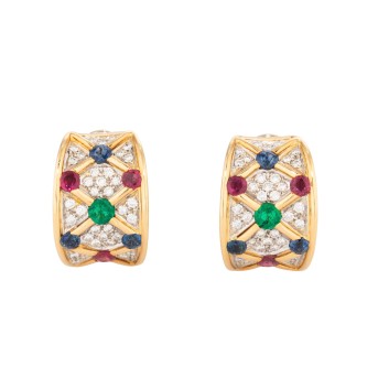 Decorative clip hoop earrings