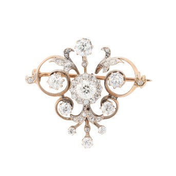Art Nouveau brooch with diamonds,
