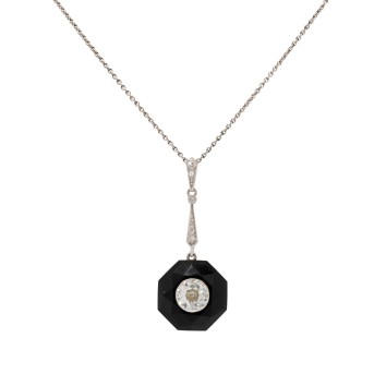 Art Déco Collier mit Altschliffdiamant von ca. 1 ct,
