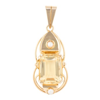 Anhänger mit Citrin im achteckigen Treppenschliff