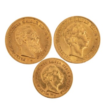 Deutsches Reich/GOLDlot Preußen 2x 20 Mark & 10 Mark zu insg. 17,91g Au fein