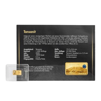 Republik Tansania/GOLD - 1500 Schilling 2020 in Barrenform