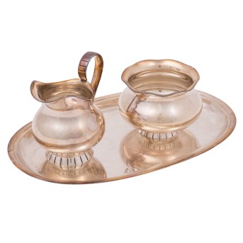 GEBRÜDER DEYHLE sugar/cream set on tray, 925 silver, 20th century,