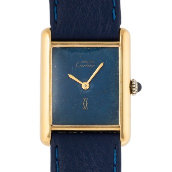 CARTIER Tank Vintage Handaufzugsuhr "Blue Spider Dial", ca. 80er Jahre.