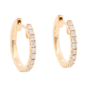 Pair of hoop earrings with 22 diamonds 