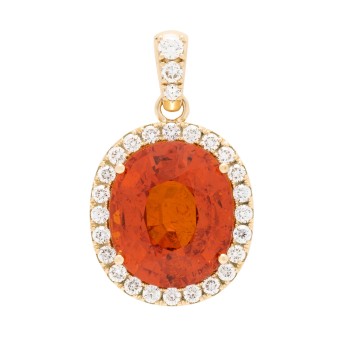 Pendant, especially with 1 fine mandarin garnet 22.6 cts.