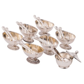 USA u.a. KENNETH BEGAY und WEBSTER COMPANY Salzset aus 6 Salieren und 12 Salzlöffeln,