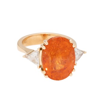 Elegant ring, especially with 1 mandarin garnet 14.67 ct. 