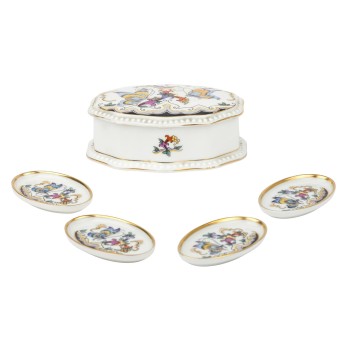 ROSENTHAL Deckeldose mit 4 Schälchen 'Butterfly', 1920er Jahre,