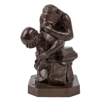 RHEINHOLD, HUGO WOLFGANG (1852-1900), "Affe mit Schädel", 1894,