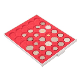 5 (partly heavily) used coin trays, with 24 coins,