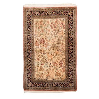 Oriental silk carpet. GHOM/PERSIA, 20th century,129x81 cm.