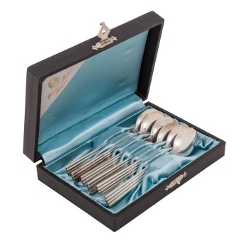 GEORG JENSEN 6 Mokkalöffel 'Bernadotte', 925 Silber, nach 1945,