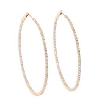 Pair of hoop earrings with 150 diamonds 