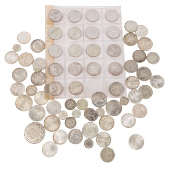 BRD & All World/SILVER lot of 70 coins in total approx. 533g Ag fine
