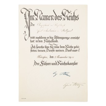 Drittes Reich - Urkunde, 1935,