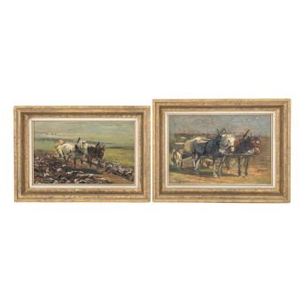 ECKENFELDER, probably FRIEDRICH (F. E.: 1861-1938), Pair of rural scenes,
