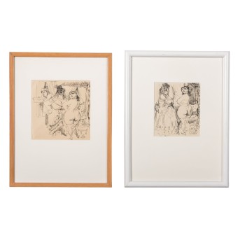 MEINHARD, FRITZ (1910-1997), pair of drawings &quot;Die angebliche Tante Cervantes&quot;,
