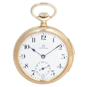 COMOR offene Taschenuhr mit Minutenreptition.
