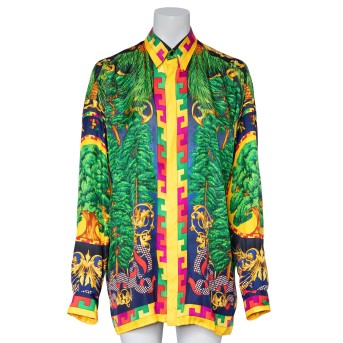 GIANNI VERSACE VINTAGE Seidenhemd "ALDER TREES", Gr. 48.