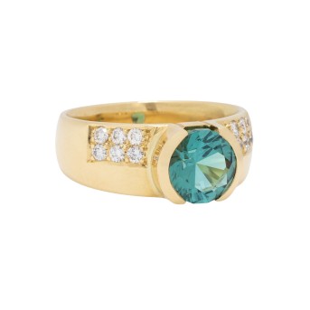 Ring mit feinem türkis-grünem Turmalin ca. 2 ct,