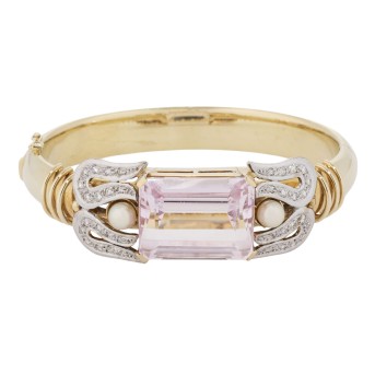 Armreif mit Morganit ca. 35 ct, Diamanten zus. ca. 0,5 ct