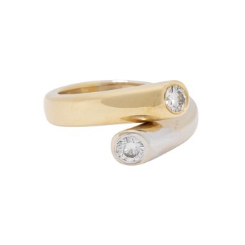 Ring with 2 brilliant-cut diamonds total approx. 0.45 ct,