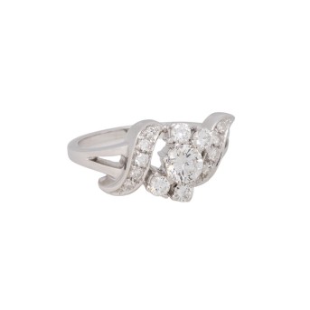 Ring mit 5 Brillanten und 10 Achtkantdiamanten zus. 0,96 ct (grav.),