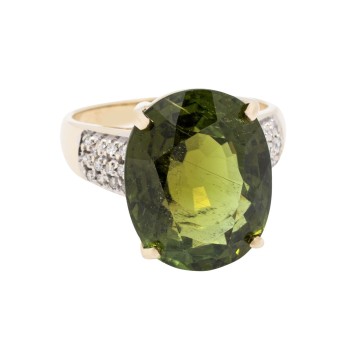 Ring mit grünem kupferhaltigem Turmalin von ca. 12,36 ct,