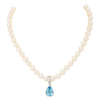 Akoya Perlenkette mit Topasanhänger,