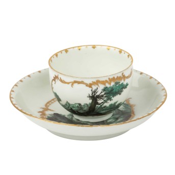 LUDWIGSBURG "Tasse und Untertasse mit Landschaftsdekor" 1765-1770