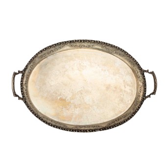 OTTO ARTHUR "Large silver tray with rose border" 800 silver