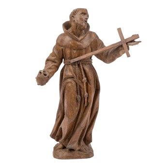 ITALIAN PICTURER OF THE BAROQUE "St. Francis of Assisi in ecstasy with crucifix and skull" 18th century