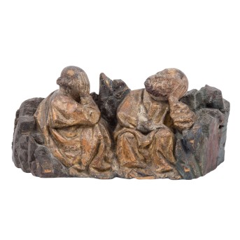 FRAGMENT OF A LATE GOTHIC RELIEF "Two Sleeping Apostles", late 15th century.