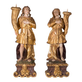 SOUTH GERMAN PICTURER OF THE BAROQUE "Pair of candlestick angels" 18th century