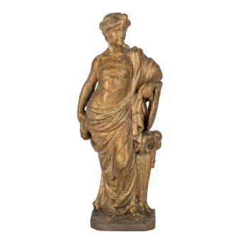 LIMEWOOD FIGURE OF A STANDING FEMALE FIGURE